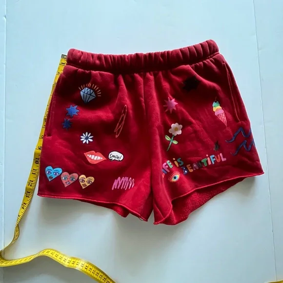 The Mayfair Group Somebody Loves You Red Sweat Drawstring Shorts Size  XS - Picture 6 of 8